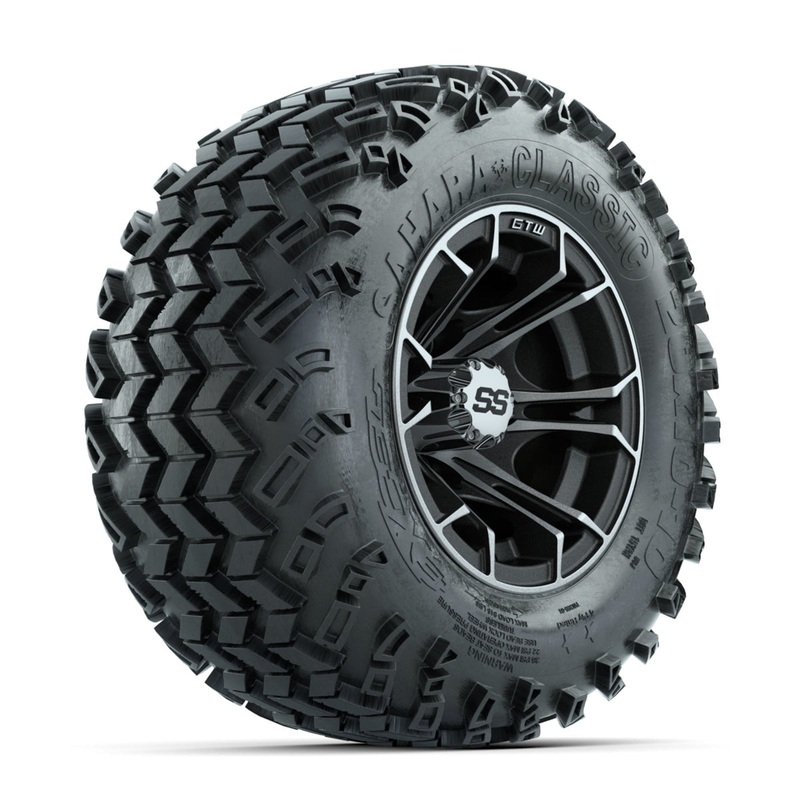 GTW Spyder Machined/Matte Grey 10 in Wheels with 20×10-10 Sahara Classic All Terrain Tires  Full Set