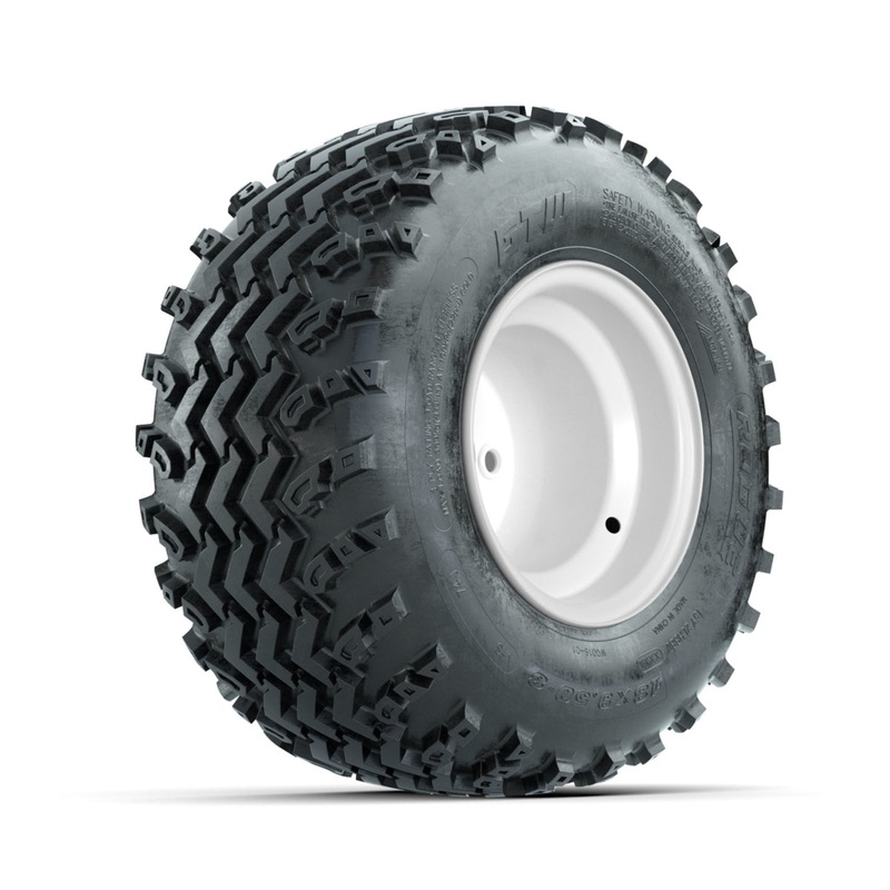 GTW Steel White 2:5 Offset 8 in Wheels with 18×9.50-8 Rogue All Terrain Tires  Full Set