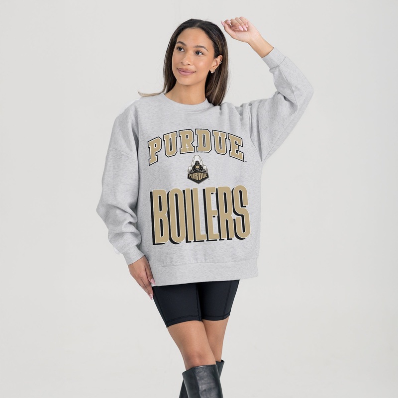 PURDUE BOILERMAKERS FIERCE FOCUS PREMIUM FLEECE DROP SHOULDER CREWNECK PULLOVER