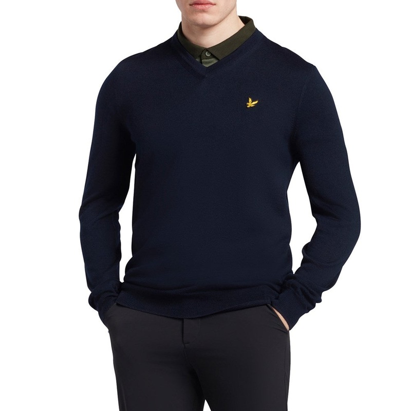 Lyle & Scott Golf Merino Blend V Neck Pullover – Navy