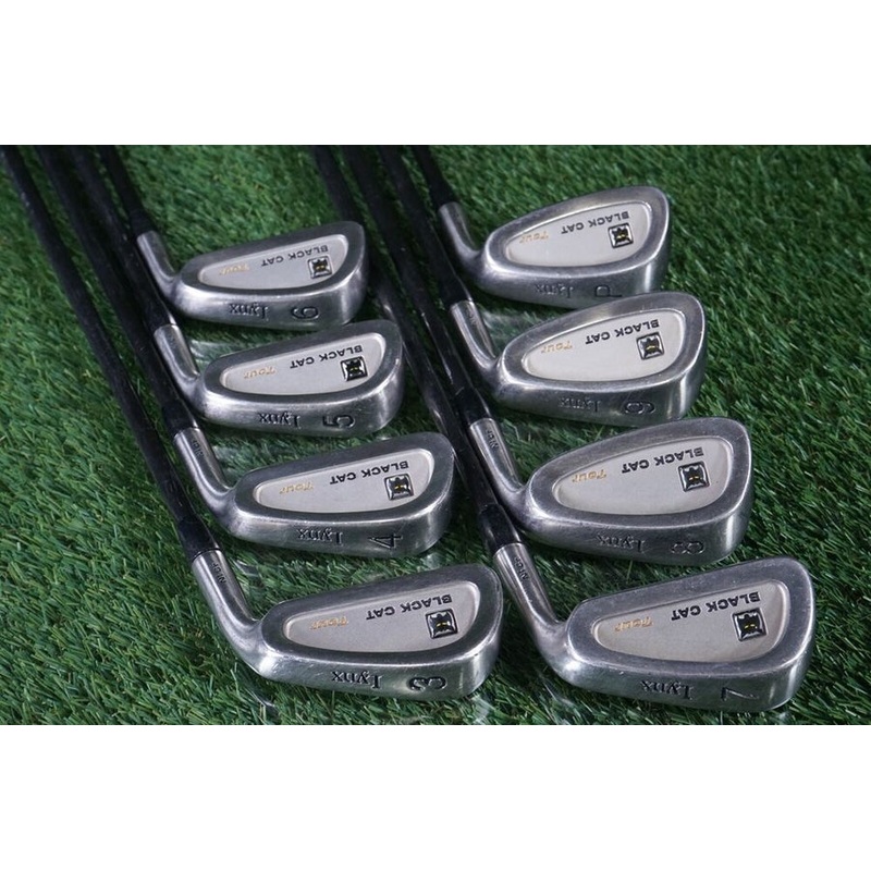 LYNX BLACK CAT TOUR IRONS 3-PW TRUE TEMPER DYNAMIC GOLD FILAMENT WOUND STIFF!
