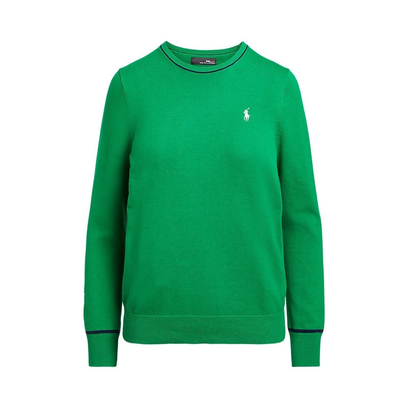 RLX Ralph Lauren Women’s Cotton Blend Long Sleeve Pullover – Cruise Green/French Navy