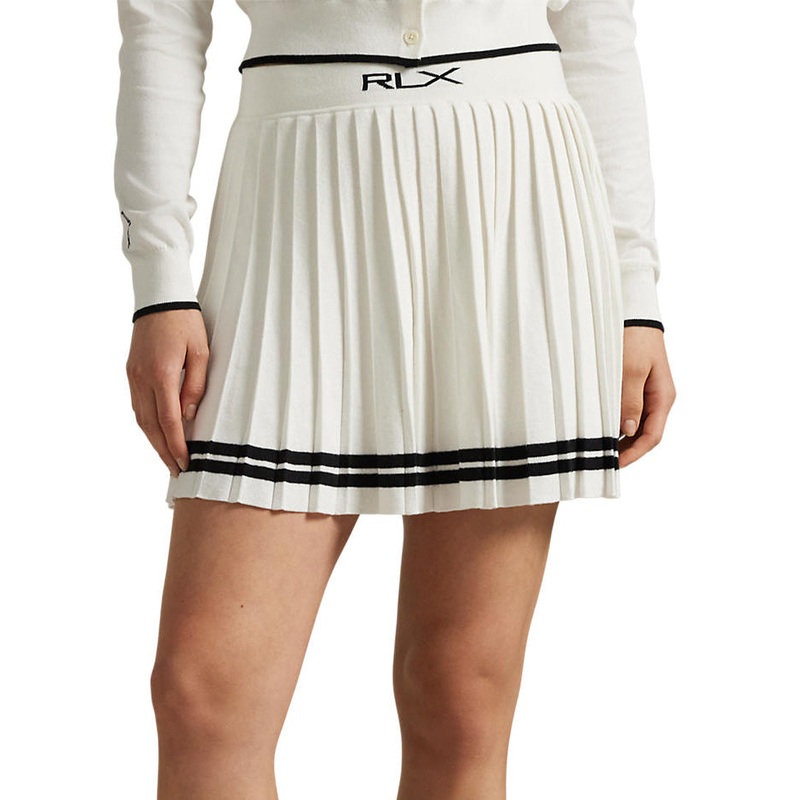 RLX Ralph Lauren Women’s Pleated Knit Golf Skirt – White Splash/Polo Black