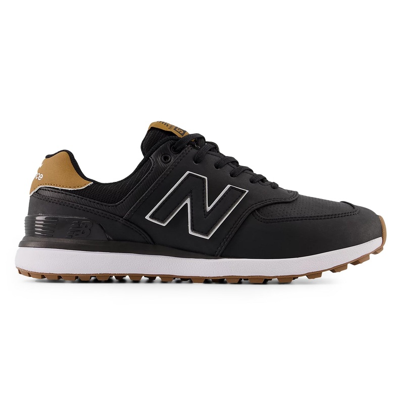 New Balance 574 Greens v2 Spikeless Wide (EE) Golf Shoes – Black/Gum