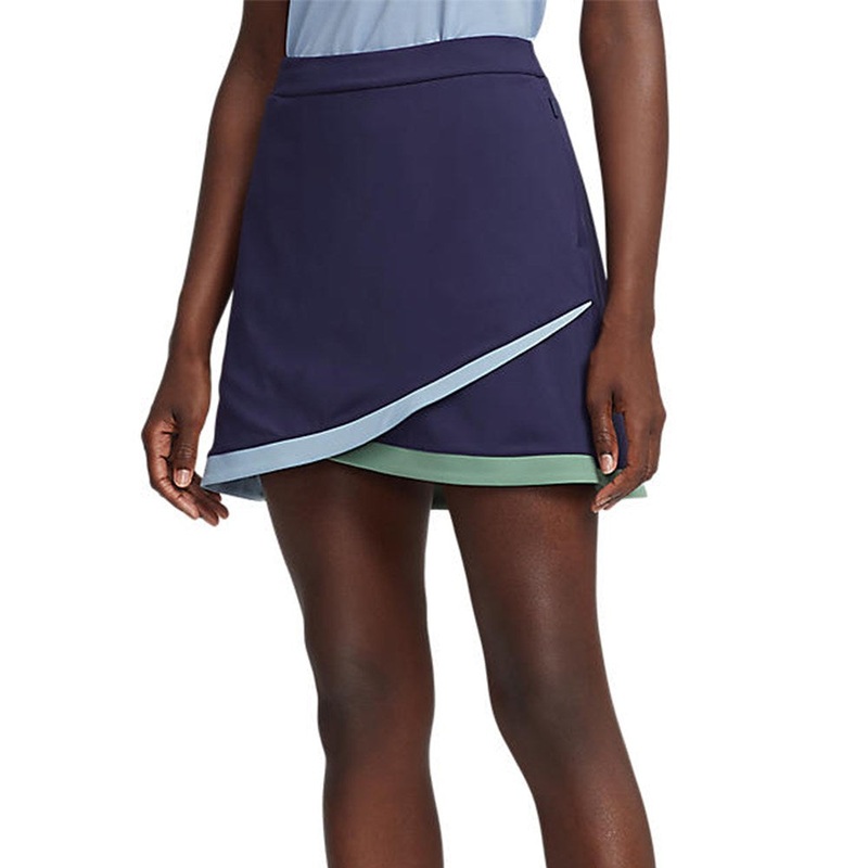 RLX Ralph Lauren Women’s Faux Wrap Stretch Jersey Golf Skort 15 – French Navy/Fatigue/Vessel Blue