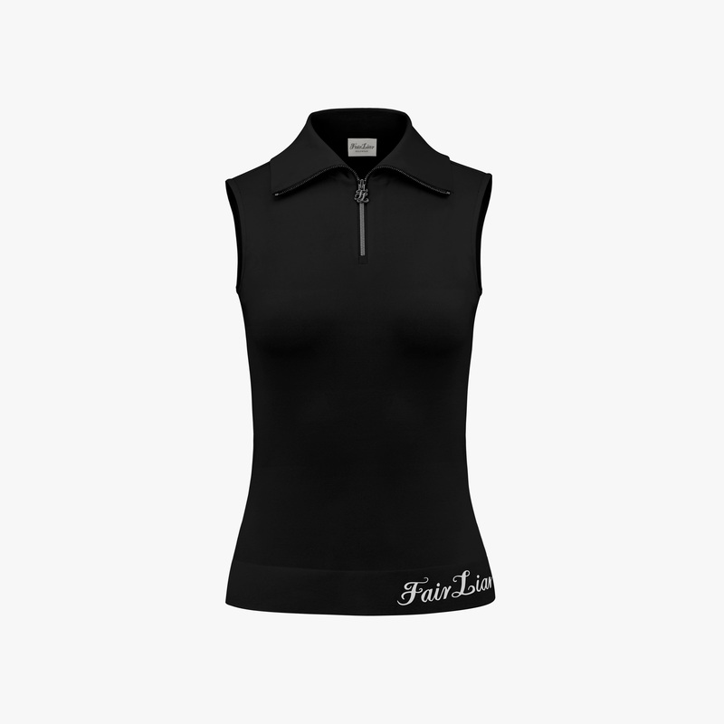 WIDE COLLAR SLEEVELESS KNIT|BLACK|BLUE|WHITE|XS|S|M