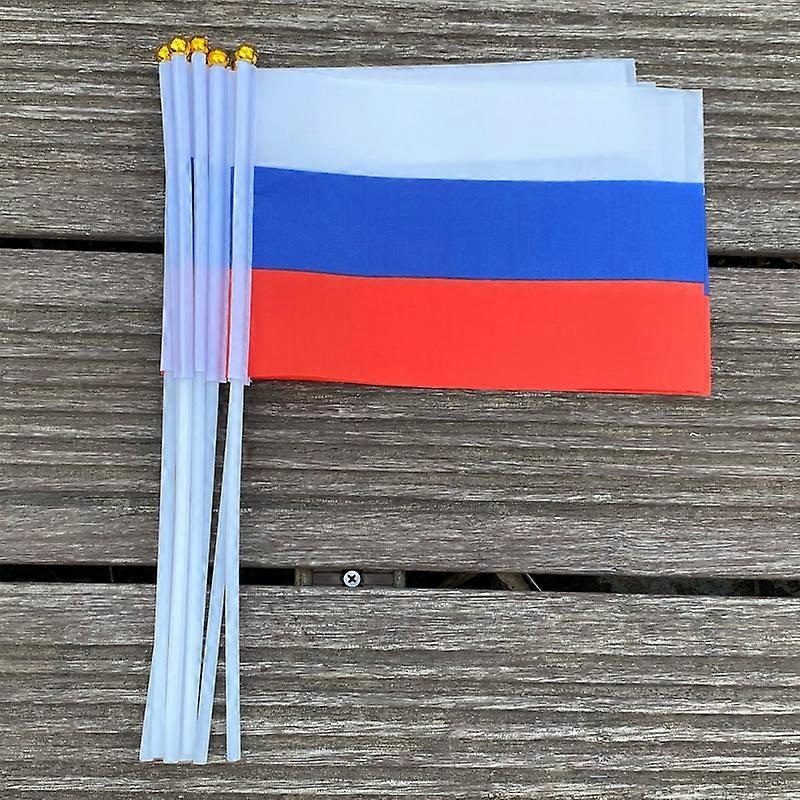 xvggdg   100pcs    Russia National Flags with Plastic poles hand waving flags Activity  Sport  Home Decoration