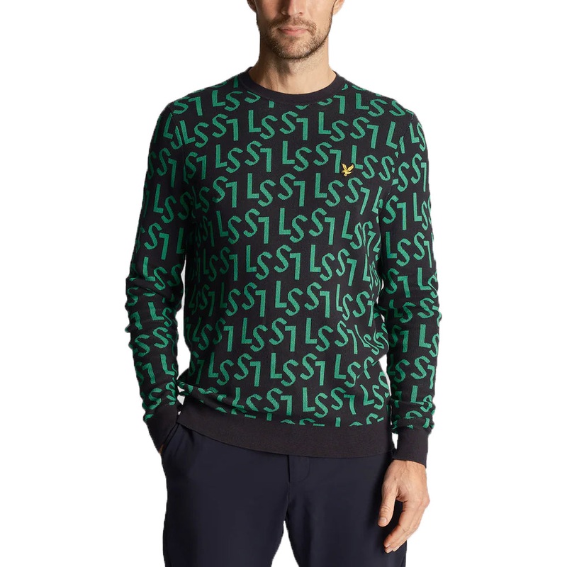 Lyle & Scott Monogram Knitted Golf Crew Neck – Dark Navy