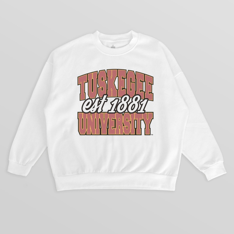 TUSKEGEE GOLDEN TIGERS FADED FORMATION PREMIUM FLEECE DROP SHOULDER CREWNECK PULLOVER