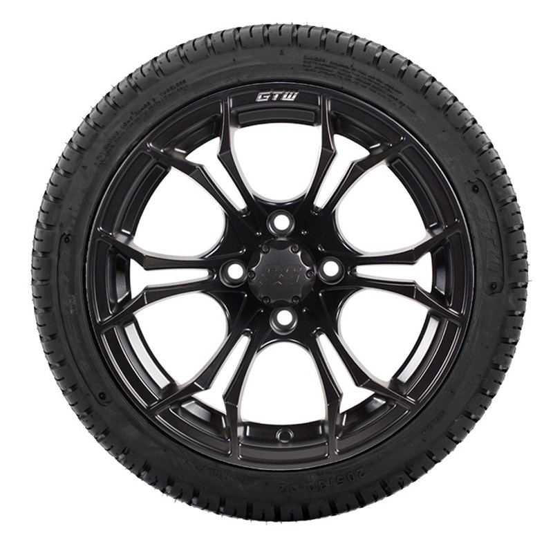 12 GTW Spyder Matte Black Wheels with 18 Fusion Street Tires  Set of 4 PN# A19-390