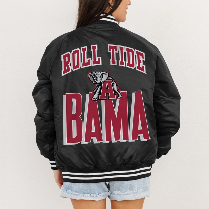 ALABAMA CRIMSON TIDE FIERCE FOCUS SPORT STRIPE VARSITY JACKET
