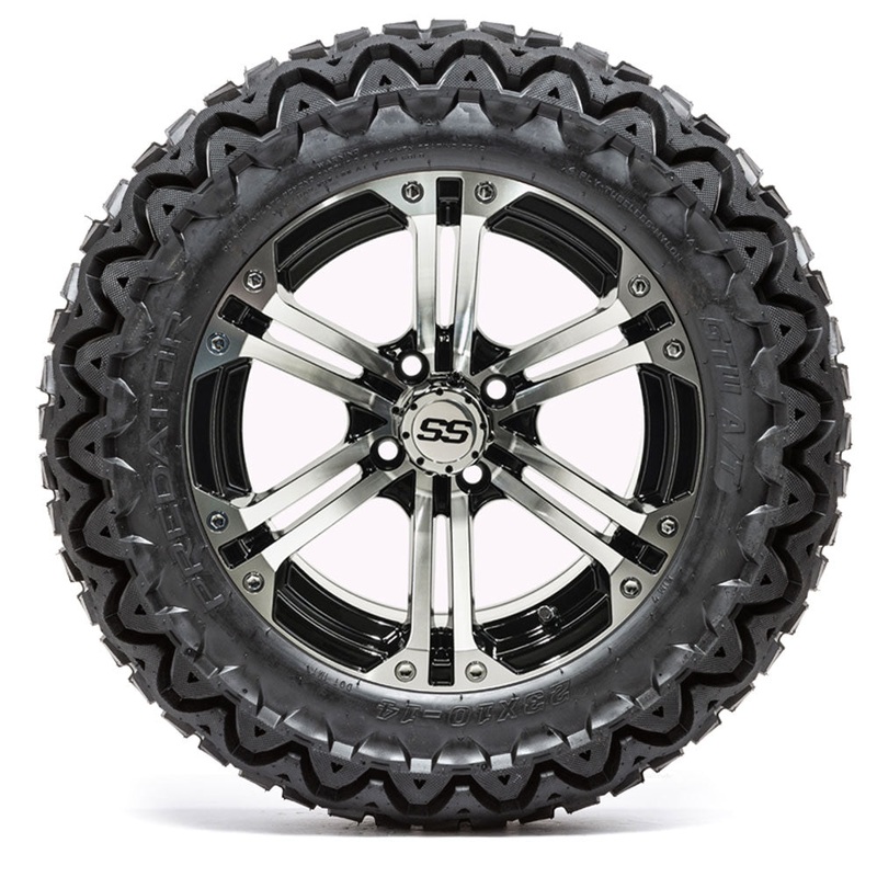 14 GTW Specter Black and Machined Wheels with 23 Predator A/T Tires  Set of 4 PN# A19-391