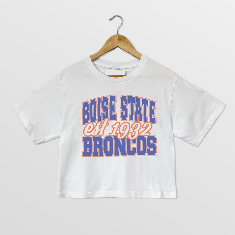BOISE STATE BRONCOS DEEP ROOTS BOXY FIT WOMEN’S CROPPED TEE