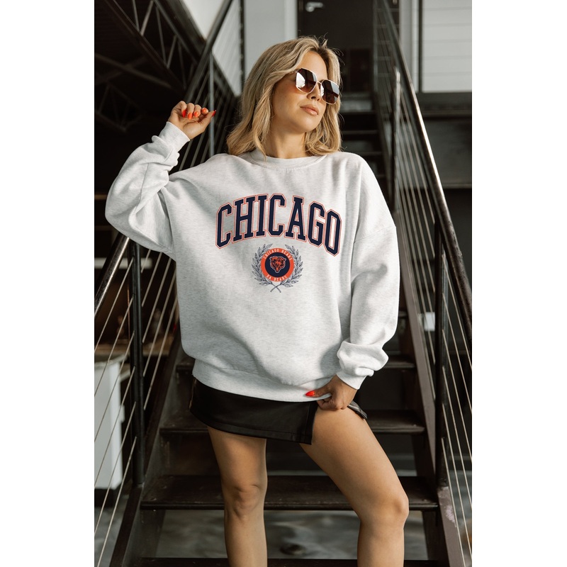 CHICAGO BEARS TRADITION REFINED PREMIUM FLEECE CREWNECK PULLOVER