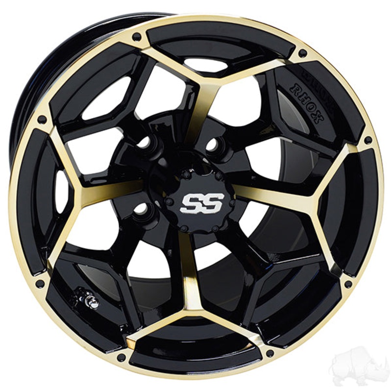 RHOX RX383, Gloss Black with Gold, 14×7 ET-25