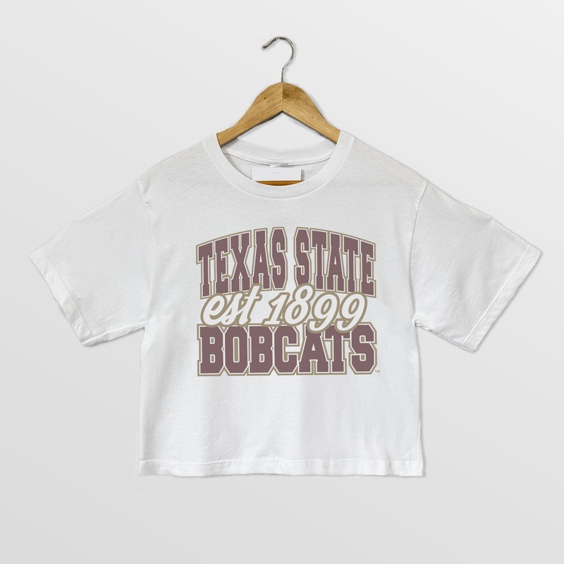 TEXAS STATE BOBCATS DEEP ROOTS BOXY FIT WOMEN’S CROPPED TEE