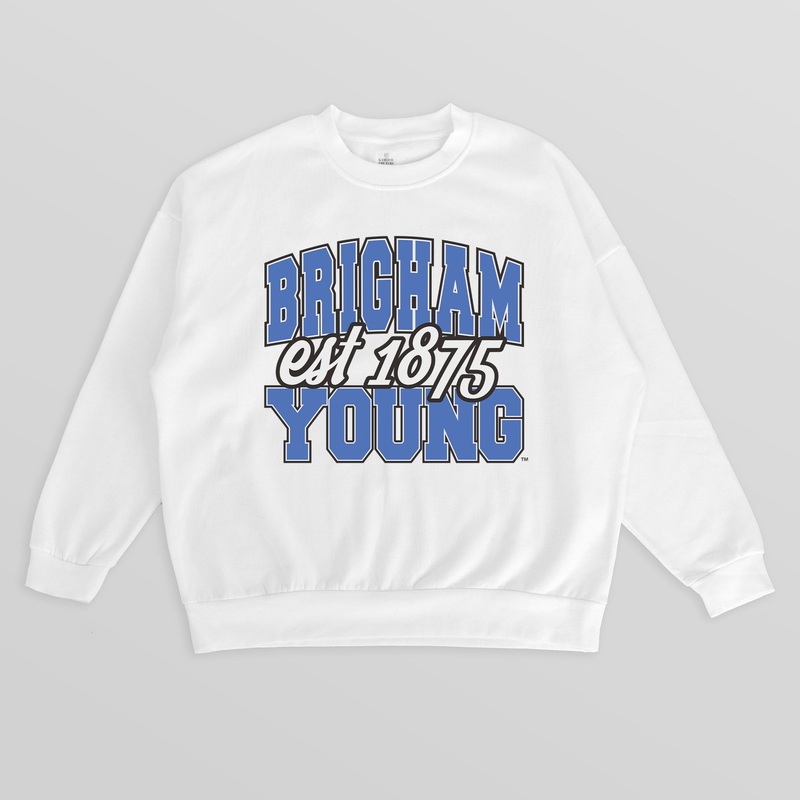 BYU COUGARS FADED FORMATION PREMIUM FLEECE DROP SHOULDER CREWNECK PULLOVER