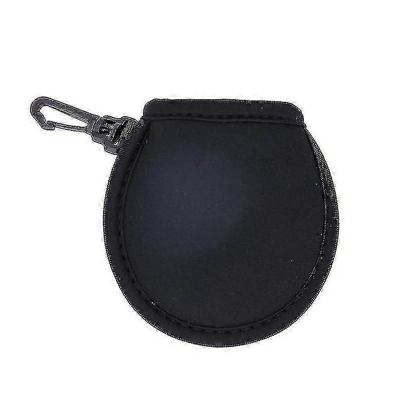Portable Golf Ball Cleaner Pouch with Hanging Clip, 1pc Black