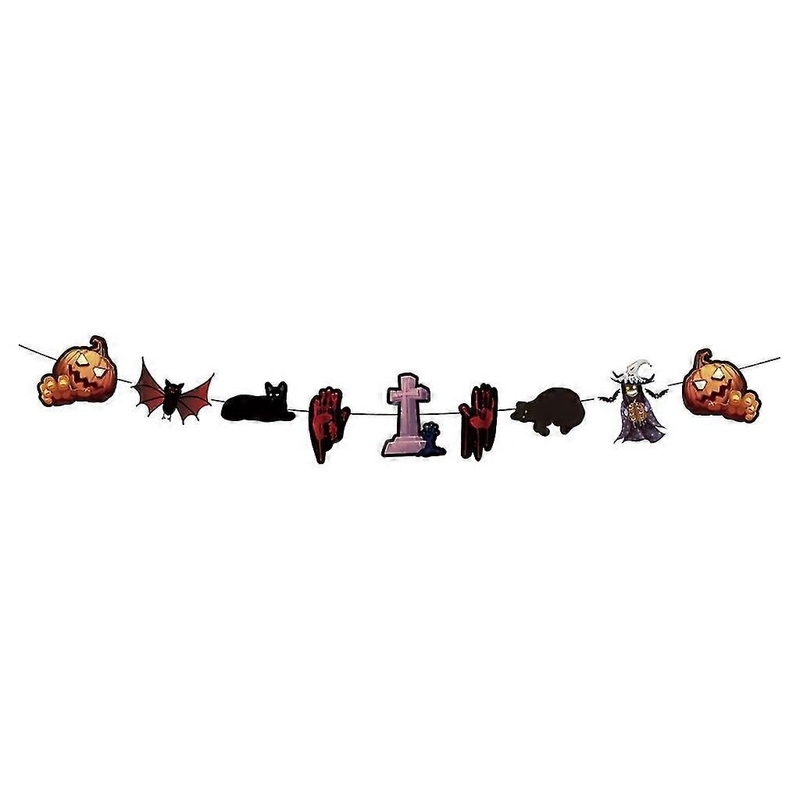 1Set Halloween Hanging Banner Decorative Charm Pull Flag Decoration for Indoor Outdoor Garden Yard D