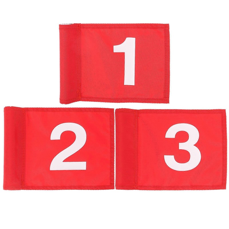 3pcs Golfing Putting Flags Portable Golfs Flags Numbered Golfing Training Flags Anti-wear Golfs Flags
