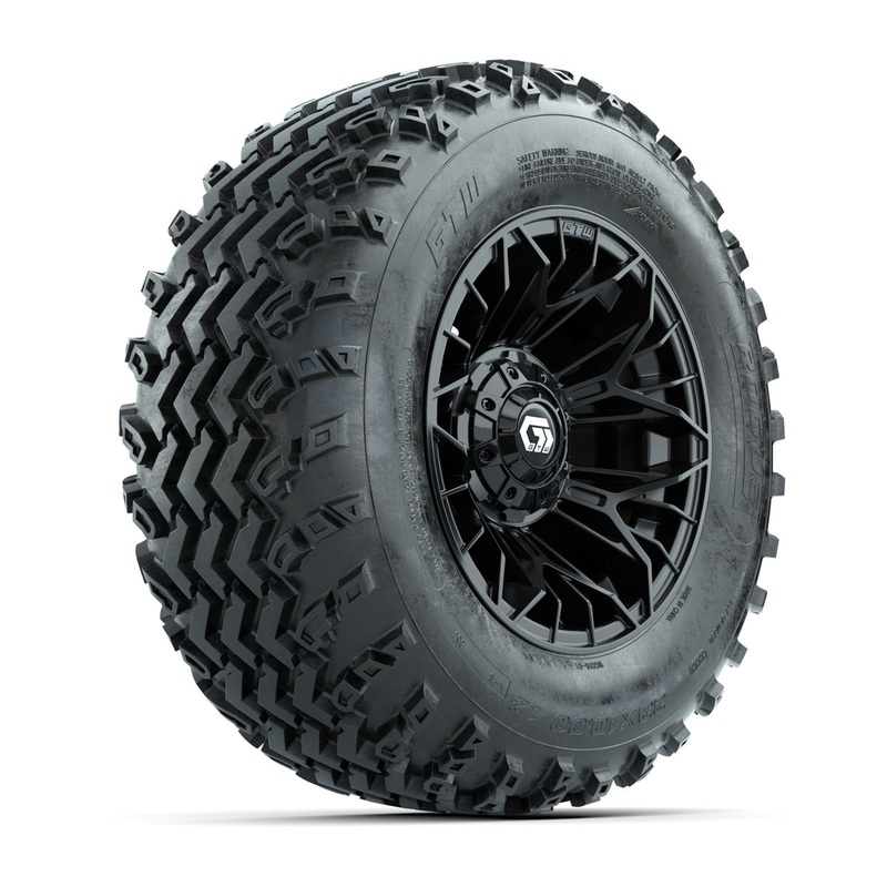 GTW Stellar Black 12 in Wheels with 23×10.00-12 Rogue All Terrain Tires  Full Set