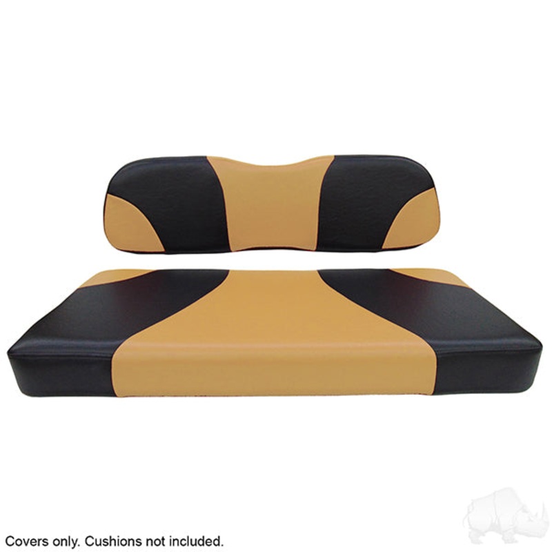 RHOX Front Seat Cover Set, Sport Black/Tan, Club Car DS PN# SEAT-021BT-S-CV