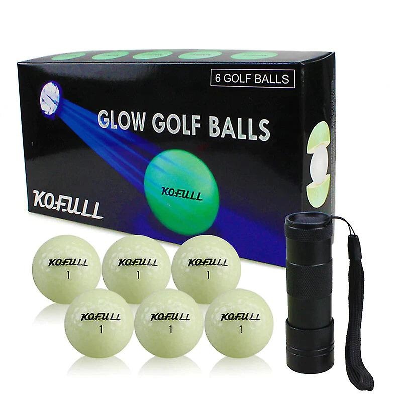 6 Pcs Luminous Golf Balls Lasting Bright Night Golf Balls With Mini Led Flashlight Team Sport