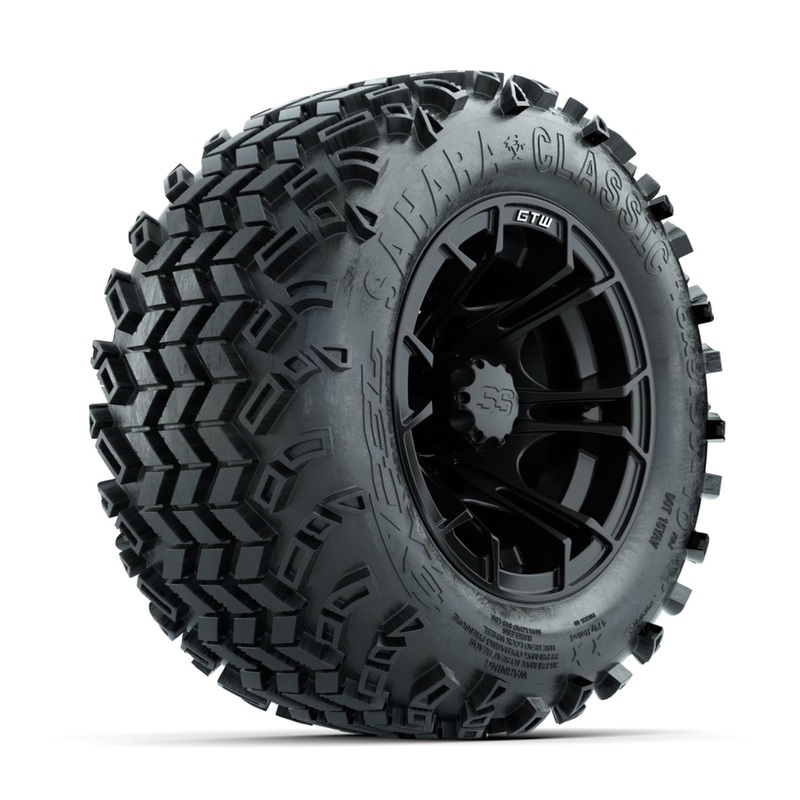 GTW Spyder Matte Black 10 in Wheels with 18×9.50-10 Sahara Classic All Terrain Tires  Full Set