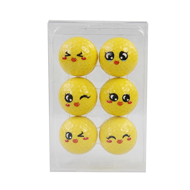 6Pcs Funny Yellow Practice Golf Balls Lovely Emotion Face Golf Balls Novelty Practice Golf Balls for Kids Men Women