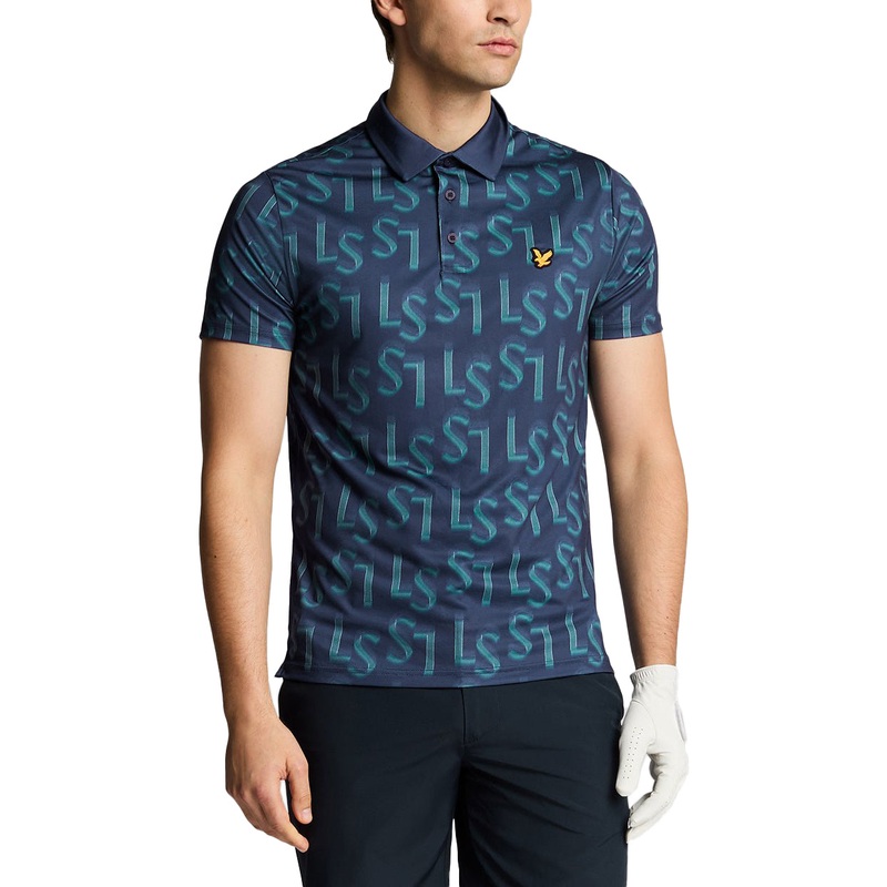 Lyle & Scott LS Monogram Printed Golf Polo Shirt – Ryder Blue