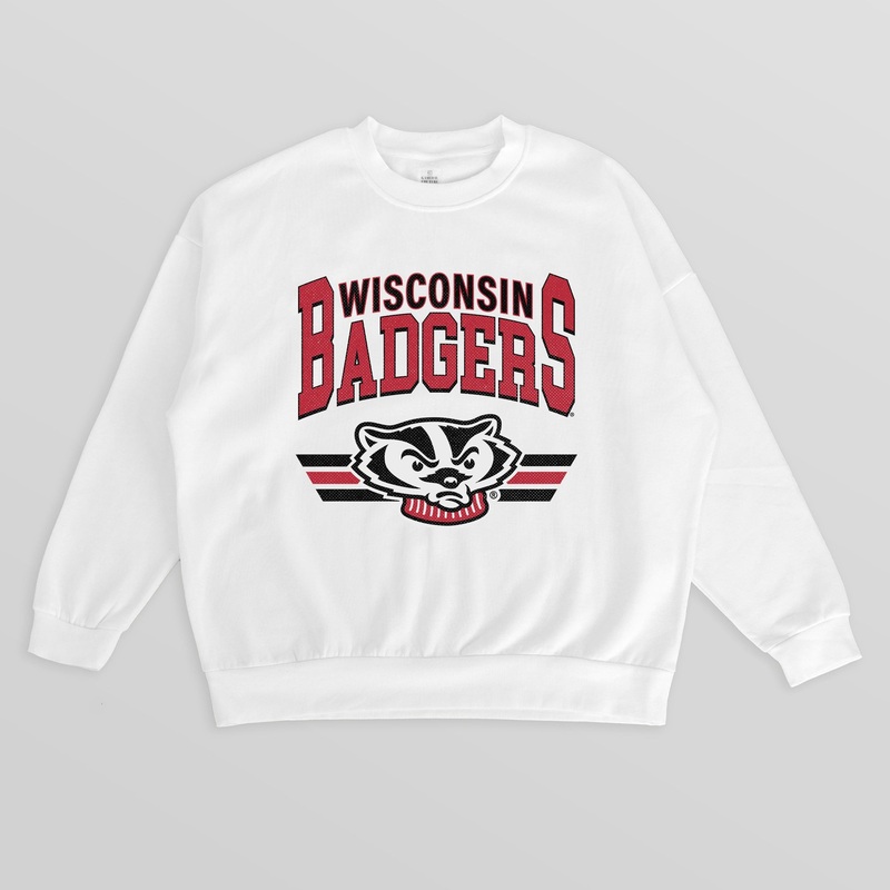 WISCONSIN BADGERS SWIFT STRIKE PREMIUM FLEECE DROP SHOULDER CREWNECK PULLOVER