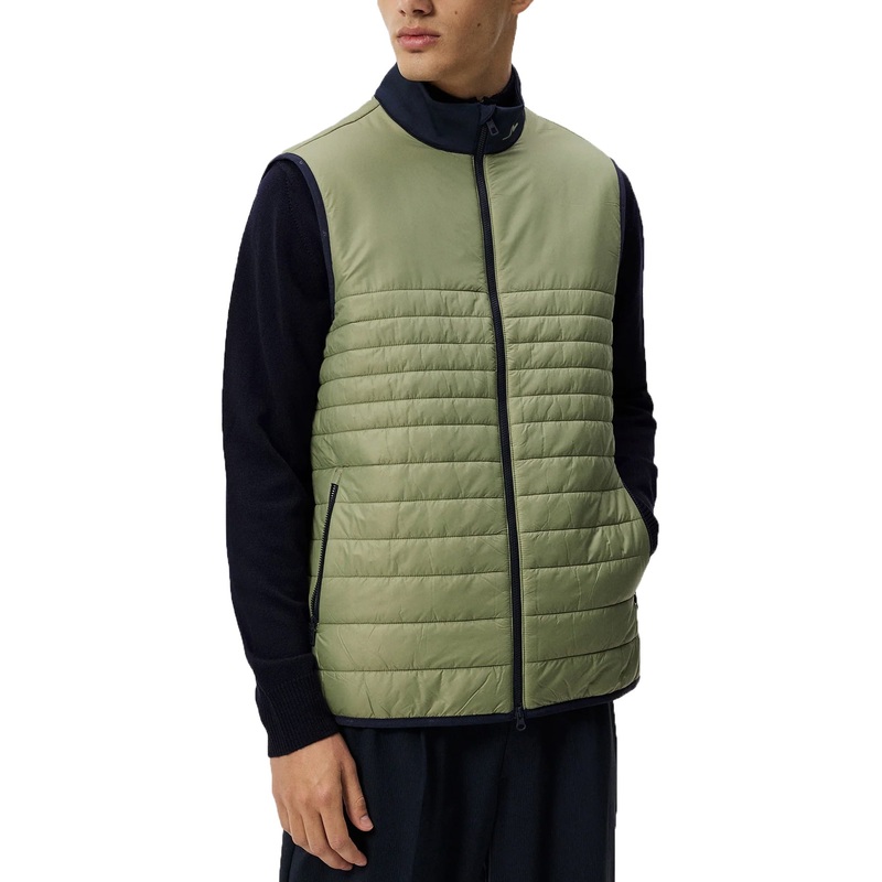 J.Lindeberg Martino Quilt Hybrid Golf Vest – Oil Green