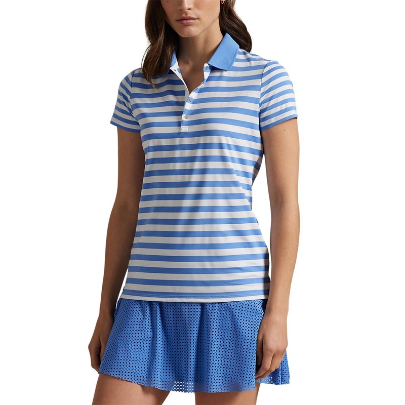 RLX Ralph Lauren Women’s Printed Airflow Polo Shirt – Summer Blue/Ceramic White