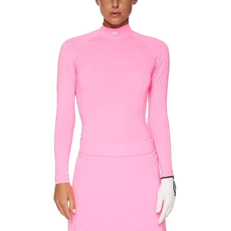 J.Lindeberg Women’s Ella Compression Golf Shirt – Eosine Pink