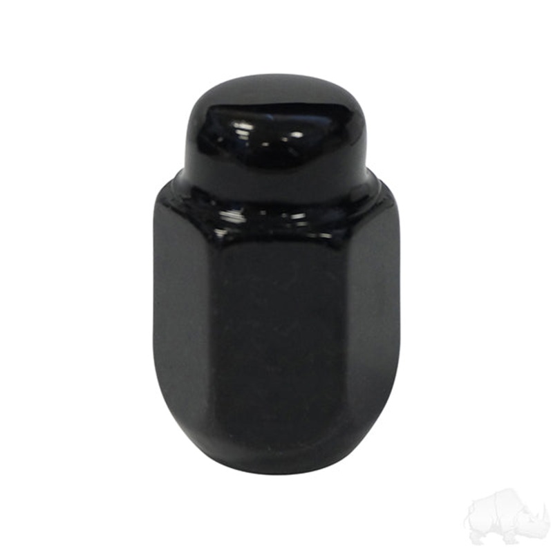 Lug Nut, Gloss Black Closed End Standard 1/2-20, OD 3/4