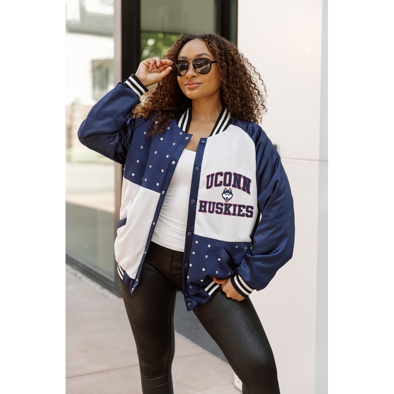 UCONN HUSKIES REFINED RIVALRY THROWBACK VARSITY BOMBER JACKET