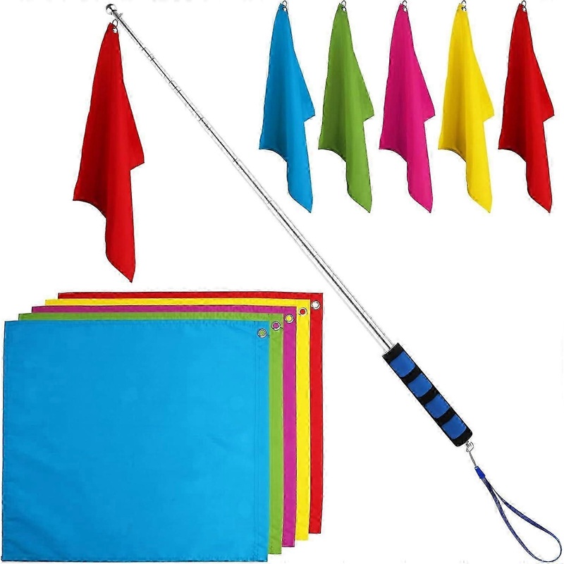 5PCS Horse Training Flag, Tour Guide Flag with 63inch/1.6m Telescopic Flagpole Random Color