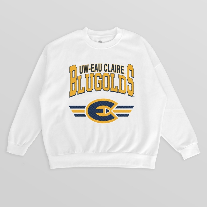 WISCONSIN-EAU CLAIRE BLUGOLDS SWIFT STRIKE PREMIUM FLEECE DROP SHOULDER CREWNECK PULLOVER