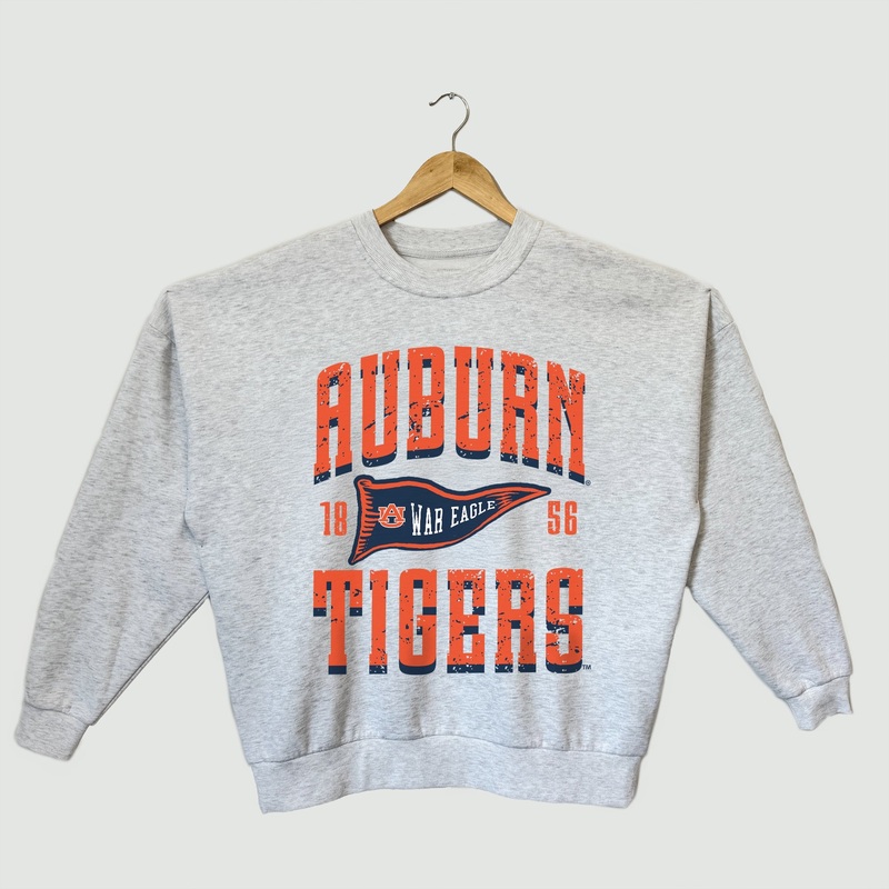 AUBURN TIGERS PENNANT PRIDE PREMIUM FLEECE DROP SHOULDER CREWNECK PULLOVER