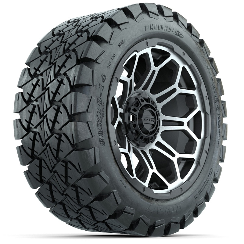 Set of (4) 14 in GTW Bravo Wheels with 22×10-14 GTW Timberwolf All-Terrain Tires PN# A19-447