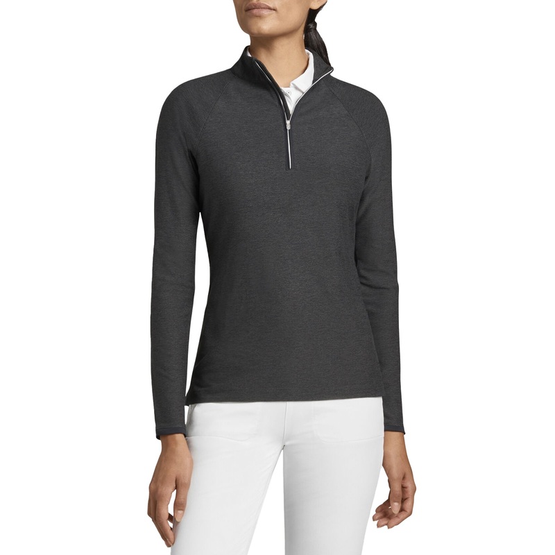 Peter Millar Women’s Melange Raglan Sleeve 1/4 Zip Midlayer – Black