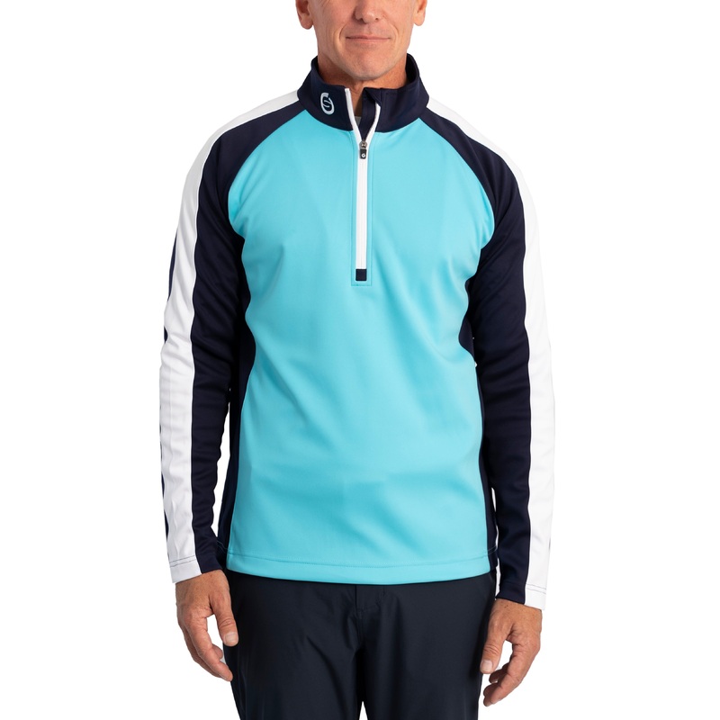 Sunderland Aspen Quarter Zip Raglan Panelled Water Repellent Golf Midlayer – Aqua