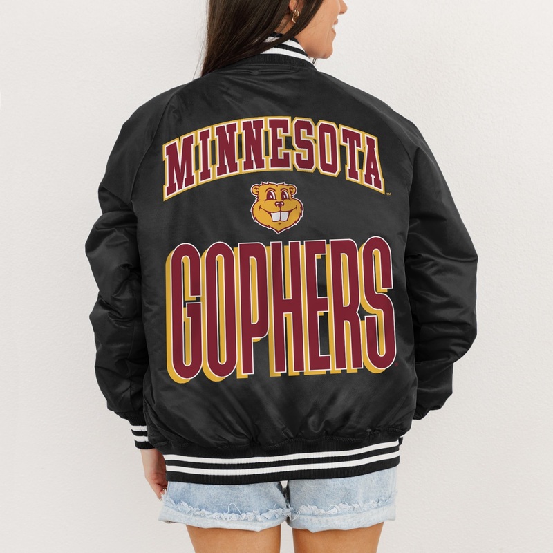 MINNESOTA GOLDEN GOPHERS FIERCE FOCUS SPORT STRIPE VARSITY JACKET