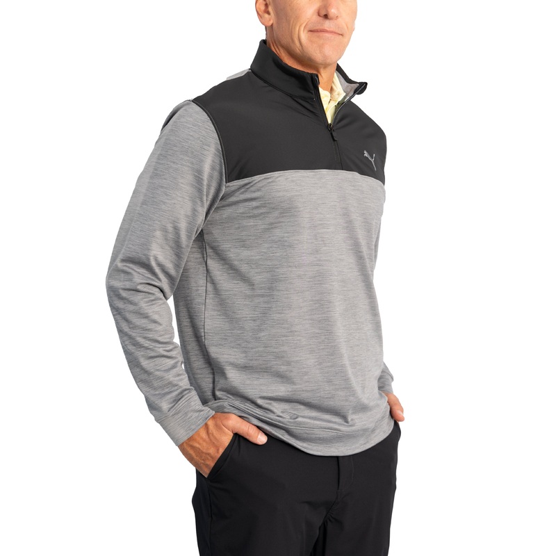 Puma Cloudspun Colourblock 1/4 Zip Golf Sweatshirt – Puma Black/Quiet Shade Heather