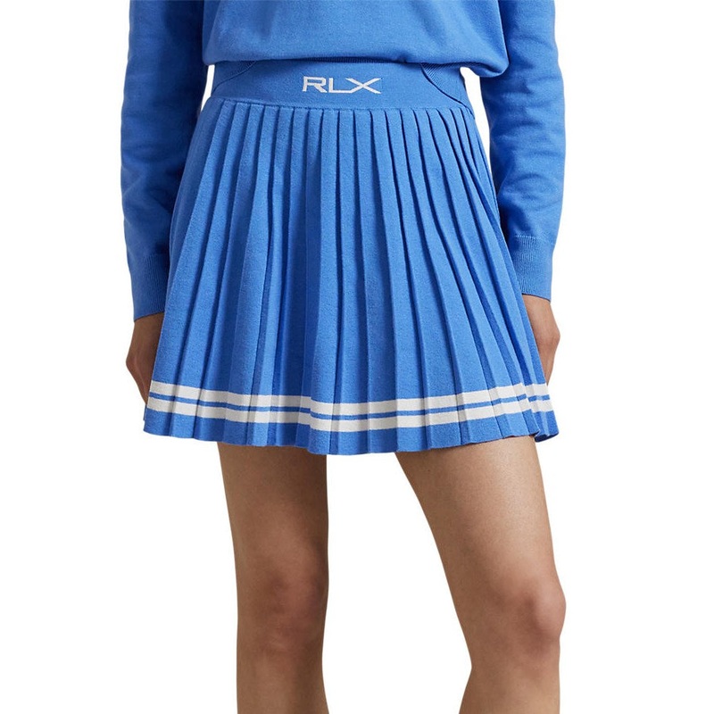 RLX Ralph Lauren Women’s Knit Pleated Golf Skort – Summer Blue/White