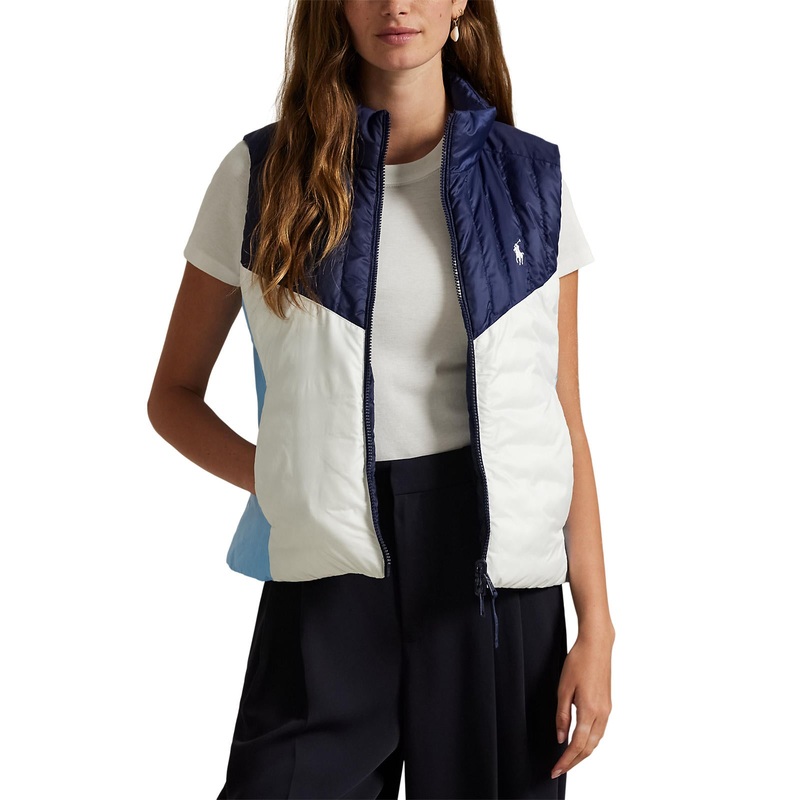 RLX Ralph Lauren Women’s Reversible Quilted Ripstop Vest – Ceramic White/Refined Navy