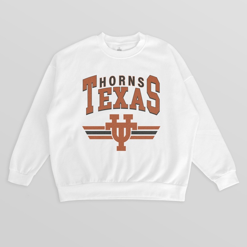 TEXAS LONGHORNS SWIFT STRIKE PREMIUM FLEECE DROP SHOULDER CREWNECK PULLOVER