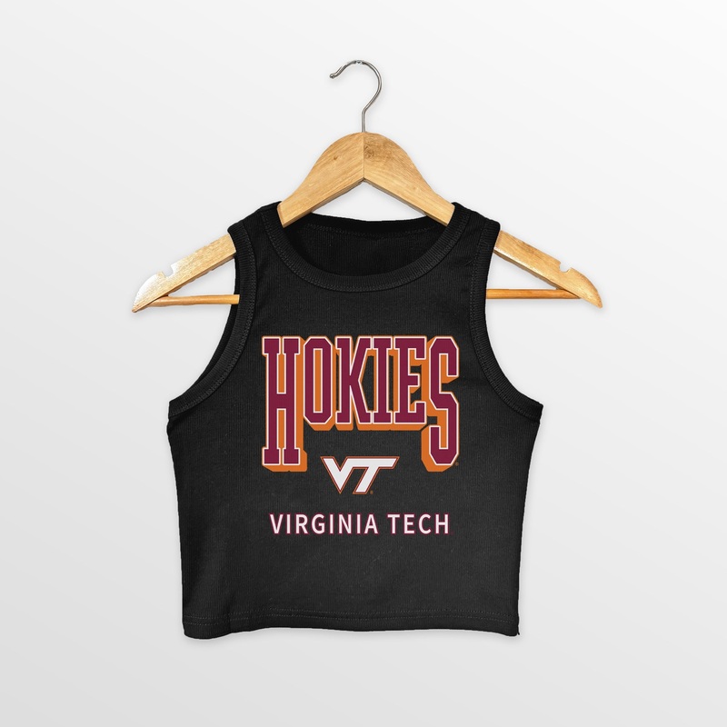 VIRGINIA TECH HOKIES PURE VICTORY ESSENTIAL RIBBED CROP TANK