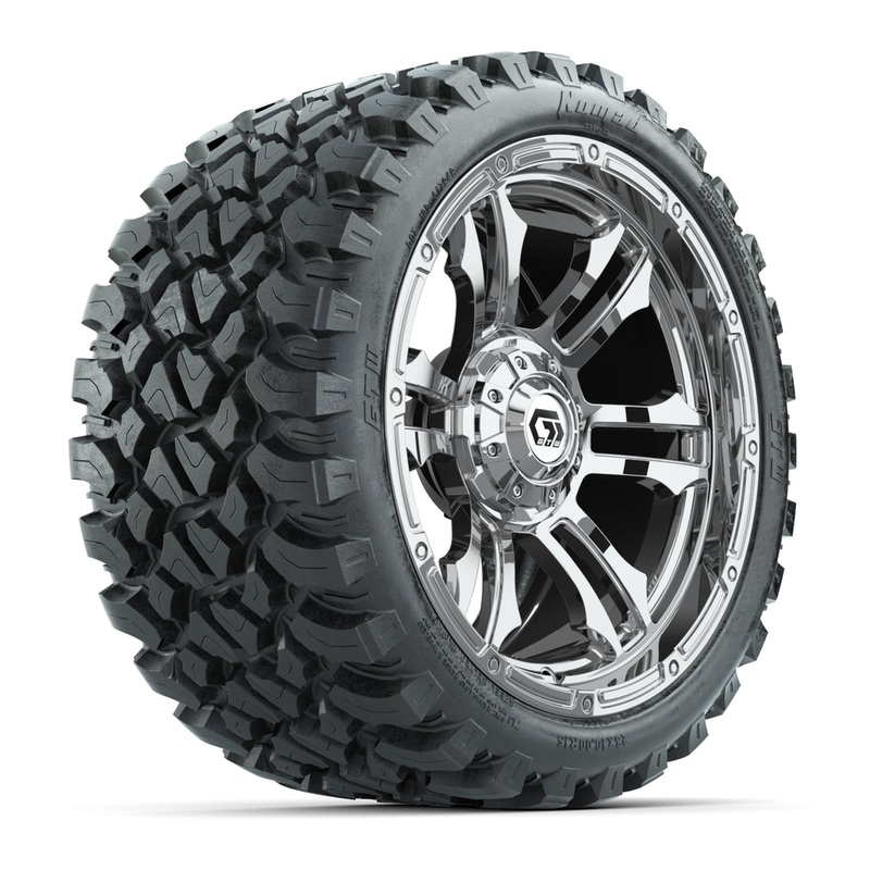 GTW Shogun Chrome 15 in Wheels with 23×10-R15 Nomad Steel Belted Radial All-Terrain Tires  Full Set