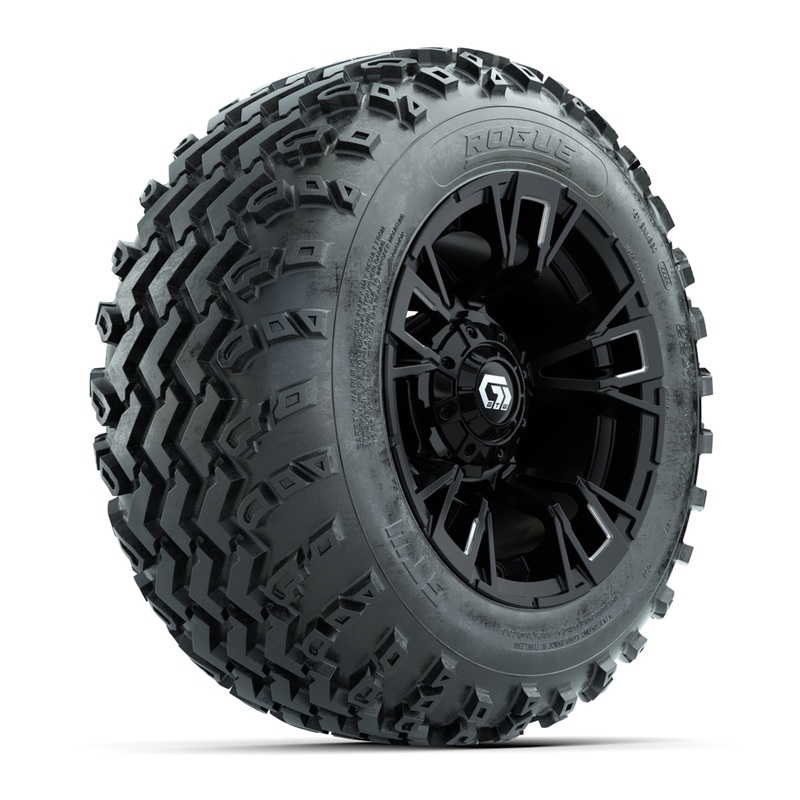 GTW Vandal Matte Black/Machined 12 in Wheels with 22×11.00-12 Rogue All-Terrain Tires  Full Set